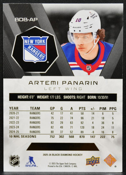 2025-26 Upper Deck Black Diamond Artemi Panarin New York Rangers 074/349 8099