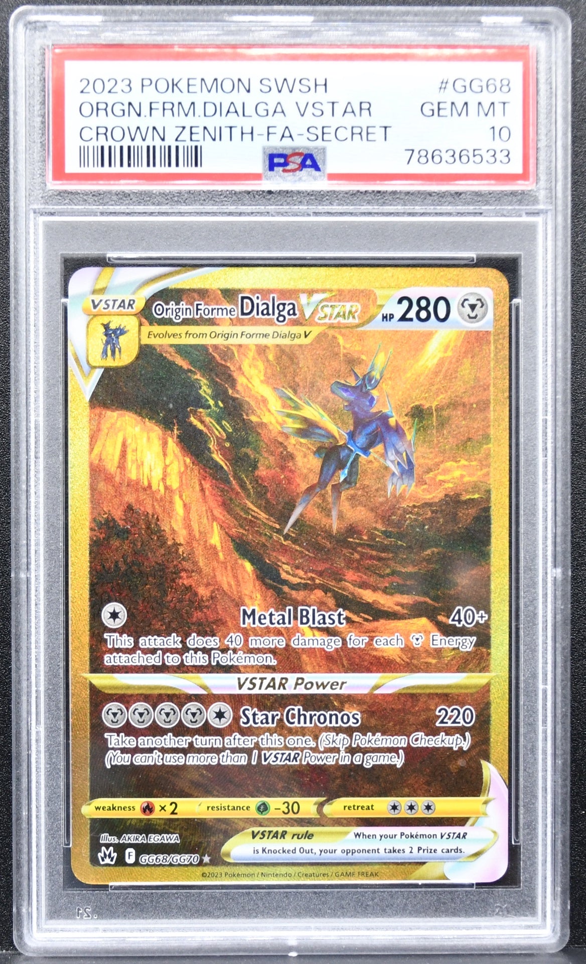 Pokémon Galarian Gallery Origin Forme Dialga VSTAR GG68/GG70 Holofoil PSA 10