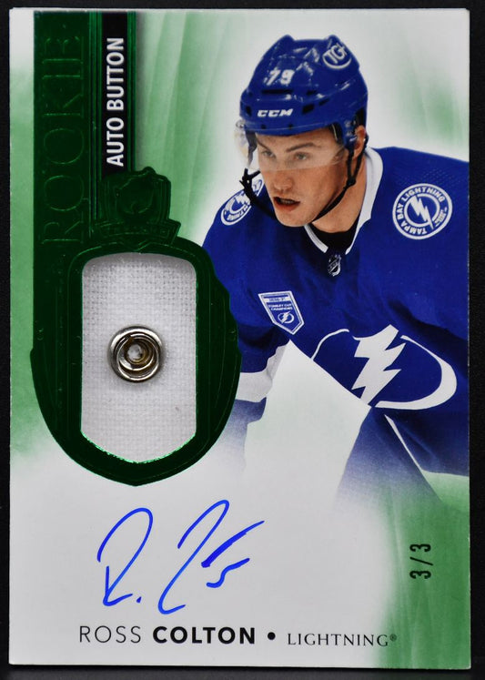 2021-22 UD The Cup Green Foil Auto Button Ross Colton RC Auto Button 0947