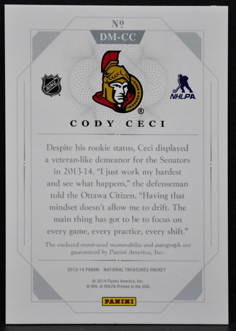 2013-14 Panini National Treasures Dual Ceci DM-CC RC Auto Jersey 4013