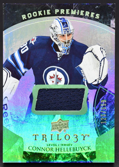 2015-16 UD Trilogy Rookie Premieres Connor Hellebuyck 128 RC Jersey
