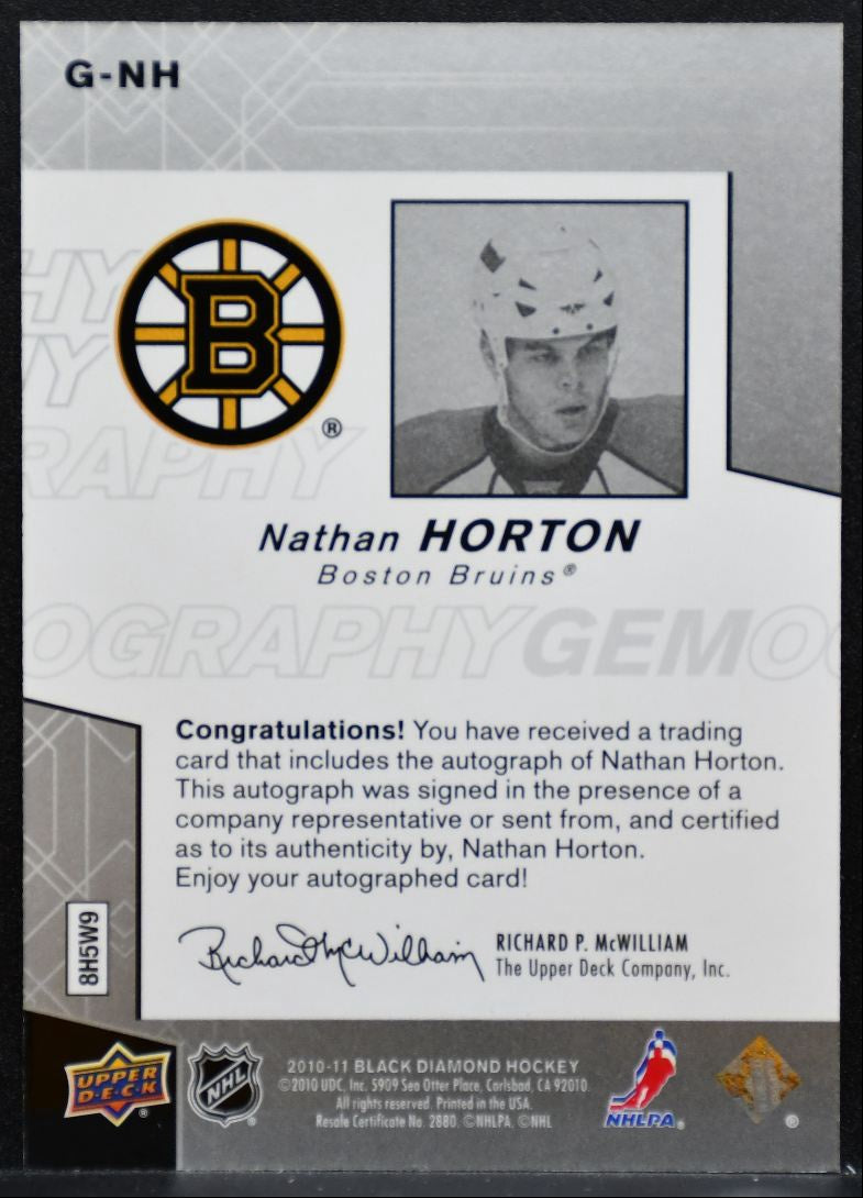 2010-11 Upper Deck Black Diamond Gemography Nathan Horton G-NH Bruins Auto 9335