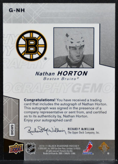 2010-11 Upper Deck Black Diamond Gemography Nathan Horton G-NH Bruins Auto 9335