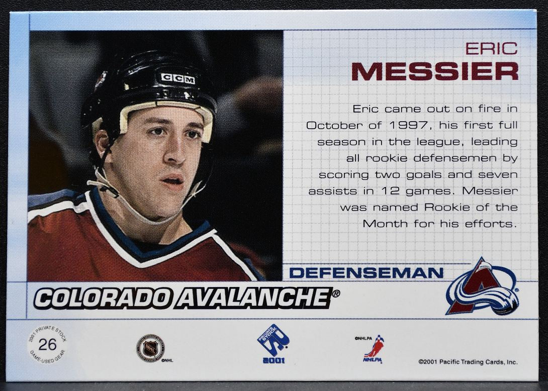 2001-02 Pacific Private Stock Jersey Eric Messier Colorado Avalanche Jersey 8766