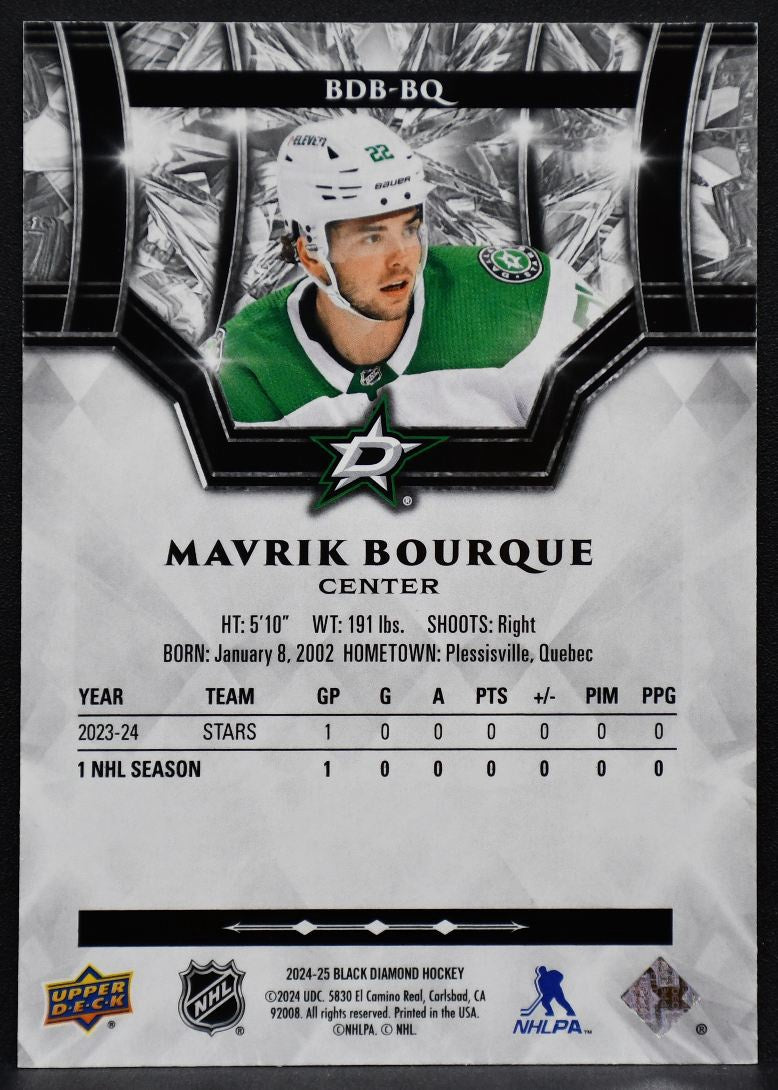 2024-25 Upper Deck Black Diamond Mavrik Bourque BDB-BQ Dallas Stars RC 110/349 1779