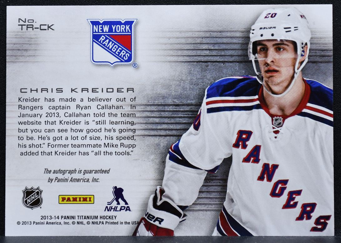 2013-14 Panini Titanium Reserve Chris Kreider TA-CK New York Rangers Auto 2169