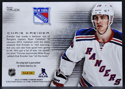 2013-14 Panini Titanium Reserve Chris Kreider TA-CK New York Rangers Auto 2169