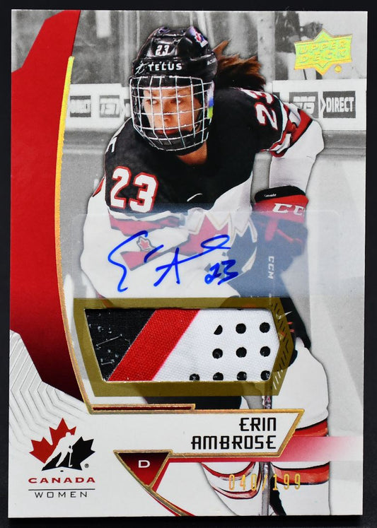 Écusson autographié de l'équipe junior canadienne UD 2019-2020, Erin Ambrose, numéro 57, /199