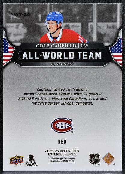 2025-26 UD Extended Series All-World Team Red Cole Caufield 140 /199 1136