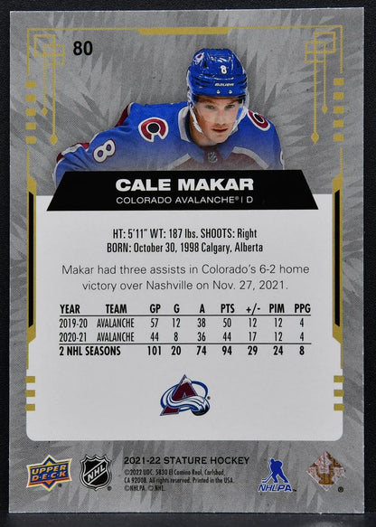 2021-22 Upper Deck Stature Green Cale Makar 80 Colorado Avalanche /149 8137