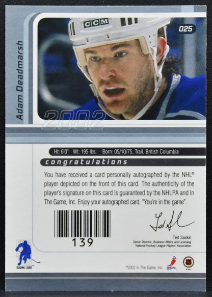 2001-02 Be a Player Signature Series Auto Gold Deadmarsh 025 Kings Auto 1208