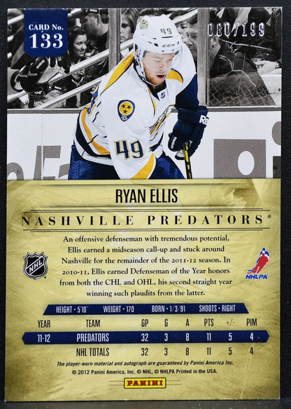 2012-13 Panini Prime Rookies Auto Jersey Ryan Ellis RC Auto Jersey 6915