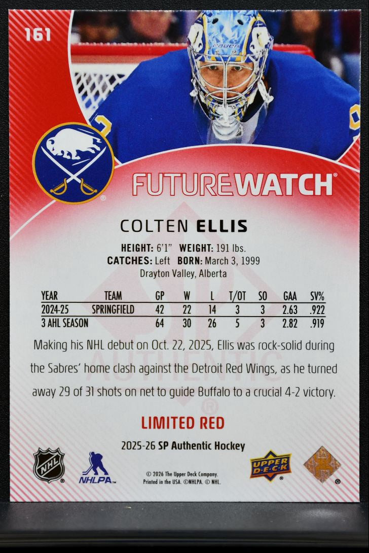 2025-26 SP Authentic Future Watch Limited Red Colten Ellis RC 3376