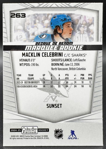 2024-25 O-Pee-Chee Platinum Sunset Marquee Rookie Macklin Celebrini RC