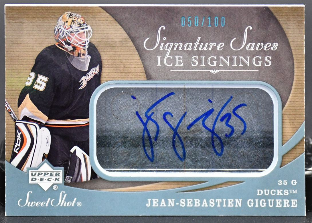 2007-08 UD Sweet Shot Signature Saves Ice Signings Giguere Auto 050/100