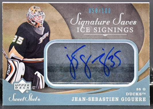 2007-08 UD Sweet Shot Signature Saves Ice Signings Giguere Auto 050/100