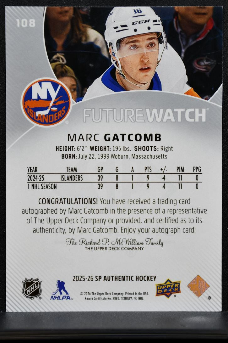 2025-26 SP Authentic Future Watch Auto Marc Gatcomb RC Auto 536/999 2461