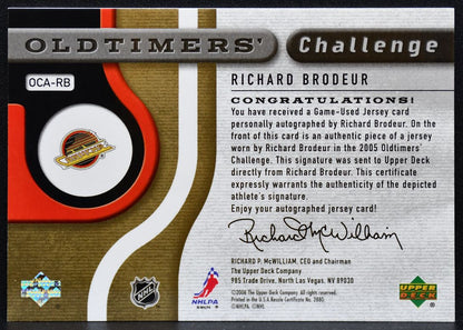 2005-06 SP Game Used Old Brodeur Canucks Auto 073/100 Jersey 2995