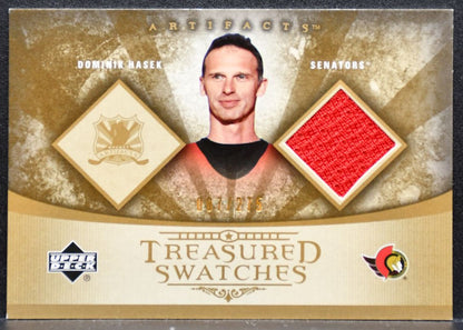 2005-06 UD Artifacts Treasured Swatches Hasek Senators Auto 097/275 Jersey 8574