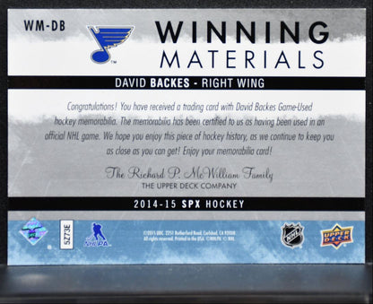 2014-15 SPx Winning Materials David Backes WM-DB St. Louis Blues Jersey 5043