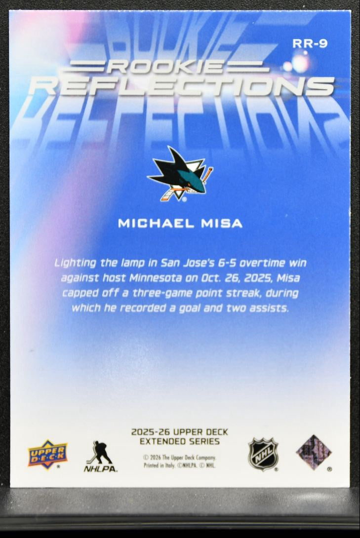 2025-26 UD Extended Series Rookie Reflections Michael Misa RR-9 Sharks RC 0023