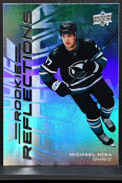 2025-26 UD Extended Series Rookie Reflections Michael Misa RR-9 Sharks RC 0023