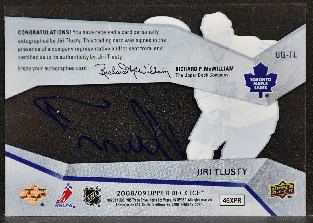 2008-09 Upper Deck Ice Glacial Graphs Jiri Tlusty GG-TL Toronto Maple Leafs Auto 4221