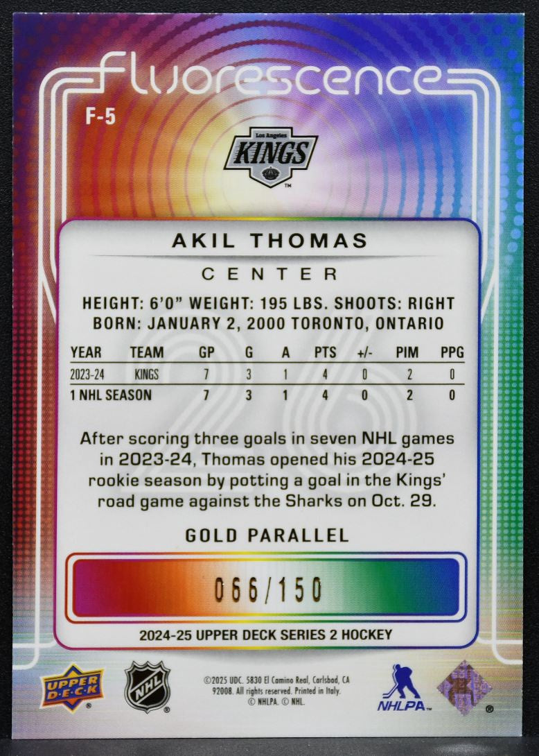 2024-25 UD Series 2 Fluorescence Gold Parallel Akil Thomas Kings 066/150 4513