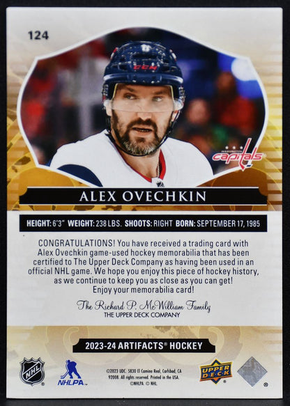 2023-24 UD Artifacts Emerald Materials Ovechkin 124 Capitals 03/35 Patch 3770