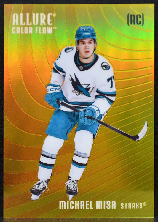 2025-26 UD Allure Color Flow Orange-Yellow Michael Misa CF-MM Sharks Auto 5095