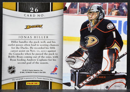 2011-12 Panini Titanium Reserve Autographs Jonas Hiller 26 Ducks Auto 4930