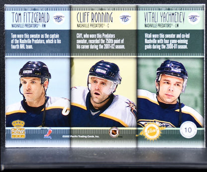 2001-02 Pacific Crown Royale Triple Ronning/Yachmenev/Fitzgerald Jersey 9089