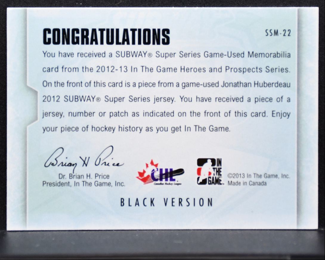 2012-13 ITG Heroes and Prospects Subway Super Series Huberdeau Jersey 3087