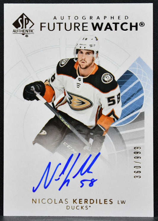 2017-18 SP Authentic Future Watch Auto Nicolas Kerdiles Ducks RC Auto 7330