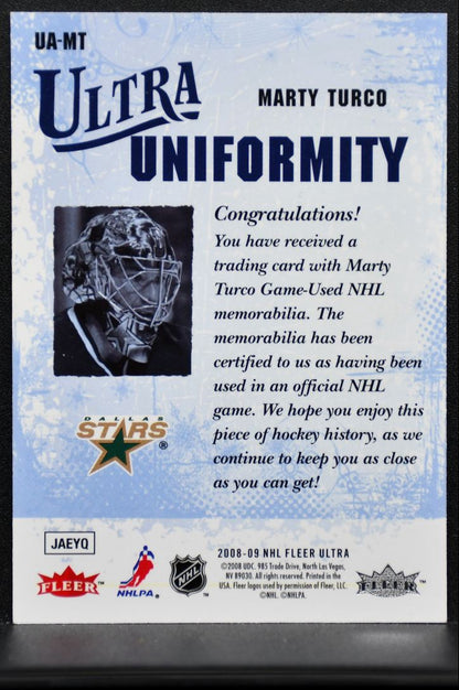 2008-09 Fleer Ultra Uniformity Jersey Marty Turco UA-MT Jersey 2487