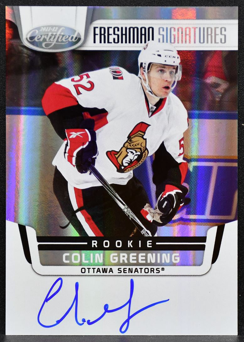 2011-12 Panini Certified Freshman RC Colin Greening 187 Senators RC Auto 7471