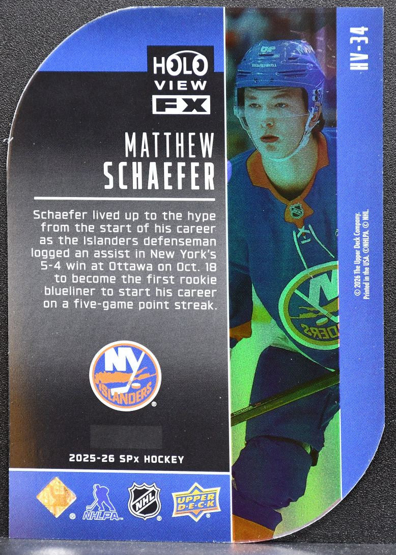 2025-26 SPx HoloView FX Rookies Matthew Schaefer New York Islanders RC 0894