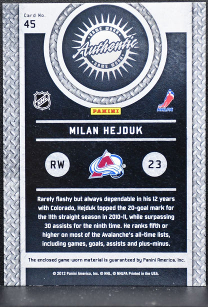 2011-12 Panini Titanium Game-Worn Gear Milan Hejduk 45 Jersey 2462