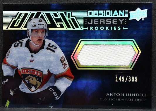 2021-22 SPx UD Black Obsidian Rookies Anton Lundell Panthers RC Jersey 6330