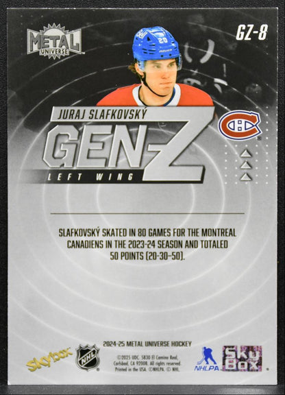 2024-25 SkyBox Metal Universe Gen Z Juraj Slafkovsky Montreal Canadiens 9409