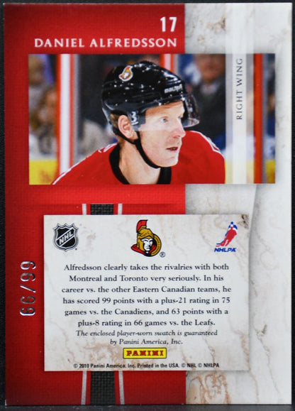 2010-11 Panini Limited Materials Daniel Alfredsson 17 Senators 66/99 Jersey 2249