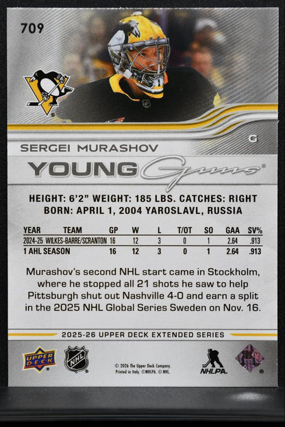 2025-26 Upper Deck Extended Series Young Guns Sergei Murashov Penguins RC 3222