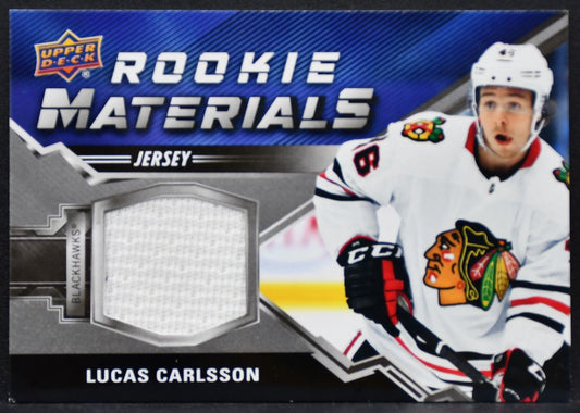 2020-21 UD RC Materials Jersey Lucas Carlsson RM-LC Chicago Blackhawks RC Jersey 7765