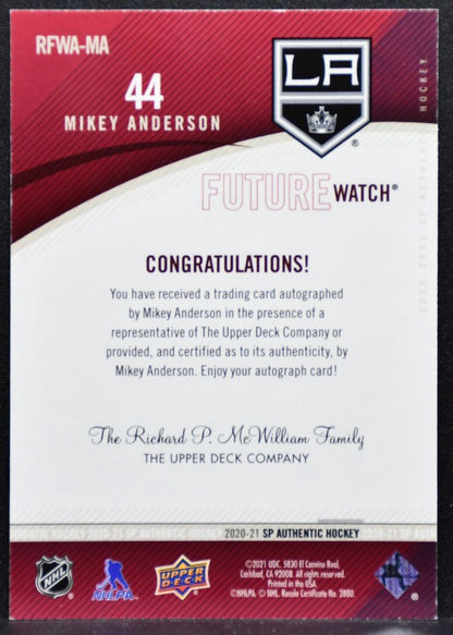 2020-21 SP Authentic 00-01 Retro Future Watch Auto Anderson RC Auto 154/399 5627