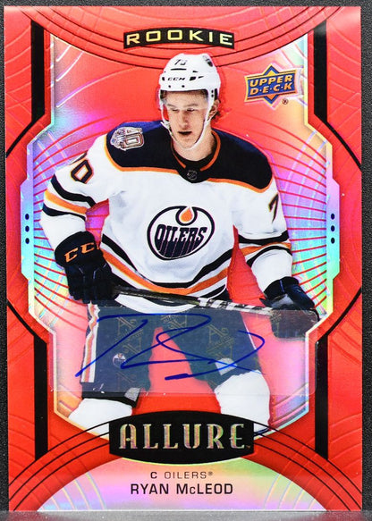 2020-21 UD Allure Red Rainbow Rookie Autographs Ryan McLeod Oilers RC Auto 7535