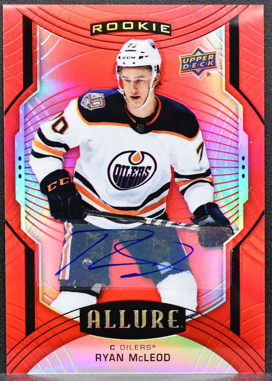 2020-21 UD Allure Red Rainbow Rookie Autographs Ryan McLeod Oilers RC Auto 7535