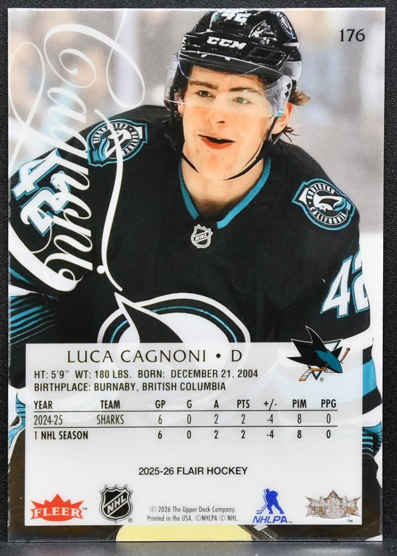 2025-26 Flair Luca Cagnoni 176 San Jose Sharks RC 5411