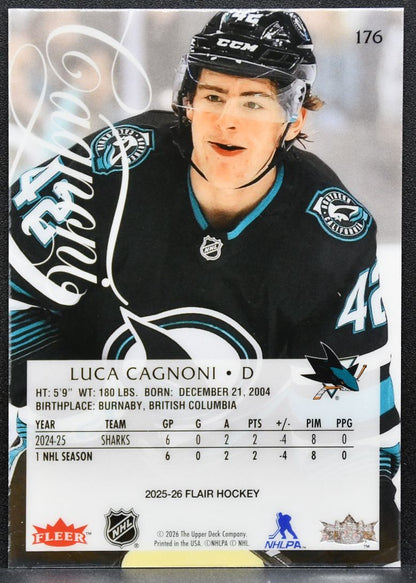 2025-26 Flair Luca Cagnoni 176 San Jose Sharks RC 5411