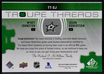 2025-26 SP Used Troupe Threads Johnston / Robertson Stars 137/199 Jersey 3800