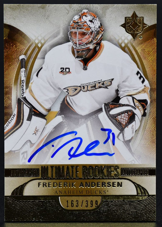 2013-14 UD Ultimate Collection Frederik Andersen Anaheim Ducks RC Auto /399